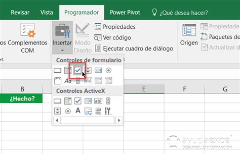 Crear un checklist en Excel con casillas de verificación